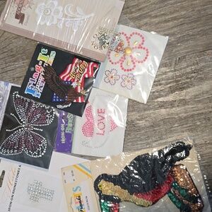 Iron On Rhinestones And Patch Bundle NEW